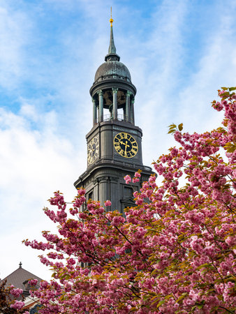 The clock tower of the Old Town Hall in Krakow, Polandの写真素材