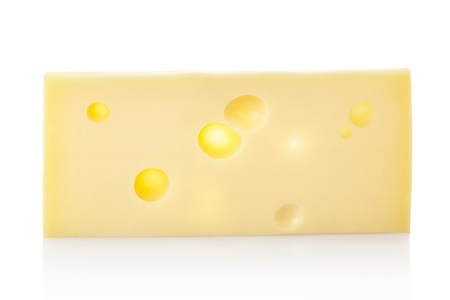 Swiss cheese isolated on white, clipping path includedの写真素材