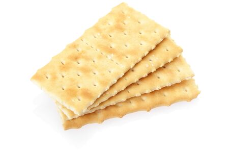 Crackers on white, clipping path includedの写真素材