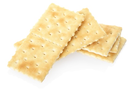 Crackers on white, clipping path includedの写真素材
