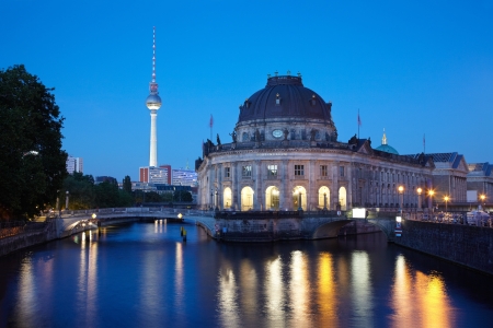 Museum Island on Spree river, Tv Tower view, Berlinの写真素材