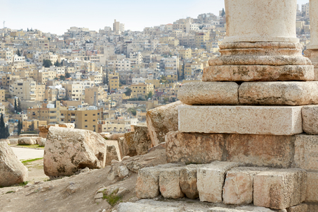Column of temple of Hercules on the Amman, Jordanの写真素材