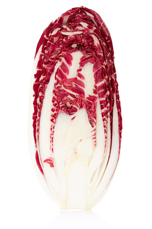 Radicchio section, red salad on white, clipping pathの写真素材