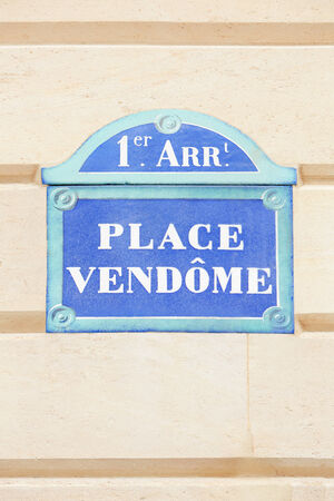 Place Vendome sign in Paris, Franceの写真素材