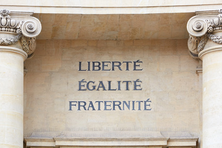 Liberty, Equality, and Fraternity, motto of the French Revolutionの写真素材