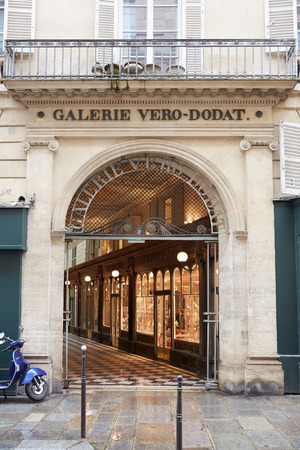 Paris, Galerie Vero-Dodat entrance, typical passageのeditorial素材