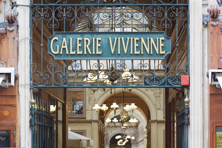 Paris, Galerie Vivienne entrance, typical passageのeditorial素材
