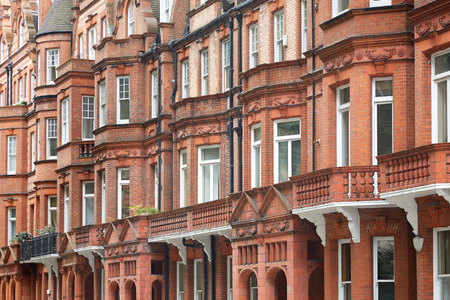 Red bricks english houses facade in Londonの写真素材
