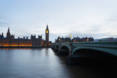 Big Ben and Palace of Westminster at dusk in London, natural light and colorsのeditorial素材