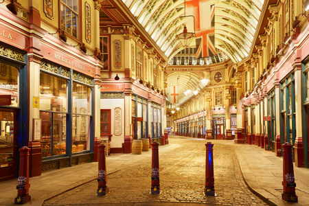 Leadenhall covered market gallery interior at night in Londonのeditorial素材
