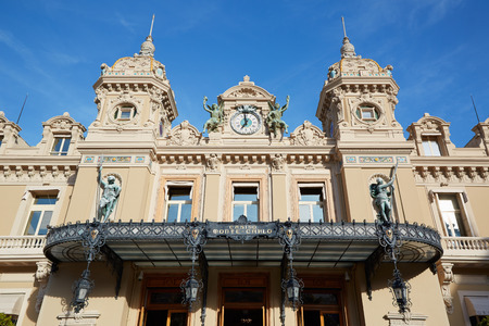 Grand Casino building facade in summer afternoon, Monte Carlo Casino, Monaco.のeditorial素材