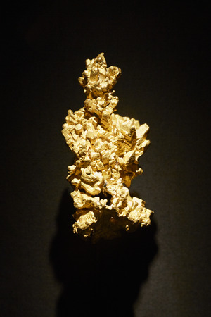 The Latrobe gold nugget on display in The vault in Natural History Museum in Londonのeditorial素材