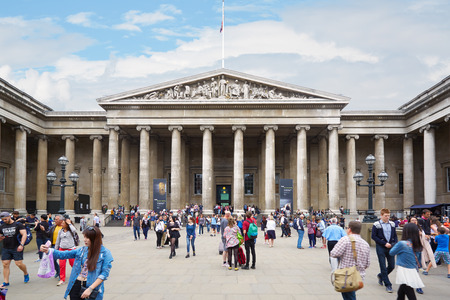 British Museum building with people in Londonのeditorial素材