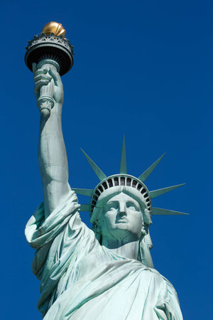 Statue of Liberty, blue sky in a sunny dayのeditorial素材