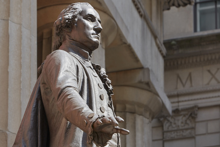 George Washington statue in front of Federal Hall, New Yorkのeditorial素材