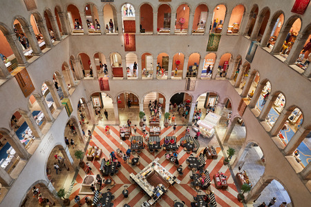VENICE, ITALY - AUGUST 15, 2017: Fondaco dei Tedeschi, luxury department store interior, high angle...