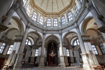 VENICE, ITALY - AUGUST 14, 2017: Saint Mary of Health church, dome interior with people in Venice, Italyのeditorial素材