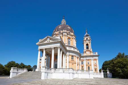 Superga basilica in Turin, in a sunny summer day in Italy