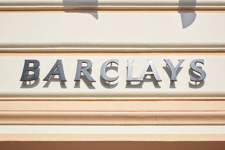 MONTE CARLO, MONACO - AUGUST 20, 2016: Barclays bank sign in a sunny summer day in Monte Carlo, Monaco.のeditorial素材