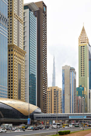 DUBAI, UNITED ARAB EMIRATES - NOVEMBER 21, 2019: Sheikh Zayed Road view with modern skyscrapers,...