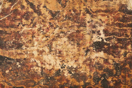 Brown, ancient, burnt printed page texture backgroundの写真素材