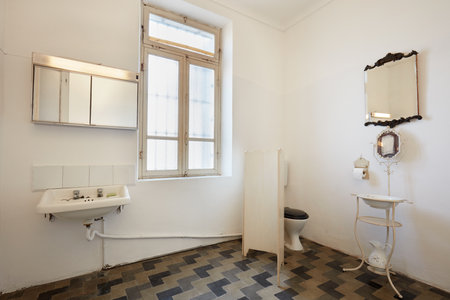 Bathroom in apartment interior in old country houseの写真素材