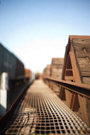 Heat-deformed metal net on a wooden freight train wagon