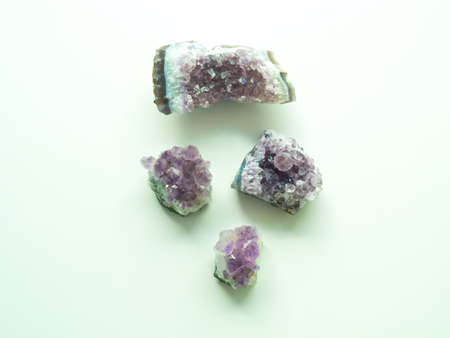 Four Amethyst geodes parts from top for crystal therapy treatments and reikiの写真素材