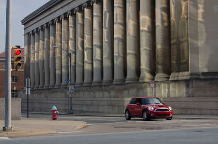 City reflections from mini cooperのeditorial素材