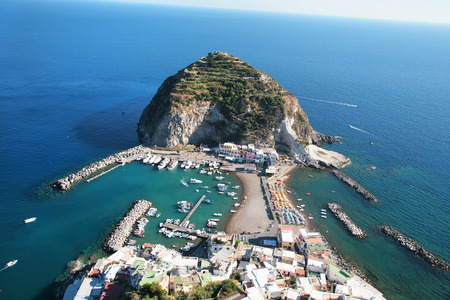 Bay of Sant Angelo in Ischia, Italy aerial viewの写真素材