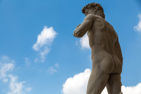 The statue of David by Michelangelo on the Piazza della Signoria in Florence, Italyの写真素材
