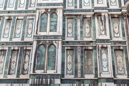 Florence Cathedral Santa Maria dei Fiori, Brunelleschi Dome, Giotto tower, Italyの写真素材