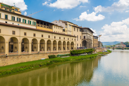 Florence, Uffizzi - The corridor along the Arno riverのeditorial素材