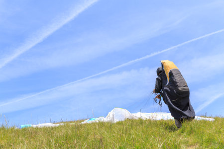 paraglider on startの写真素材
