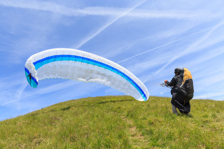 paraglider on startの写真素材