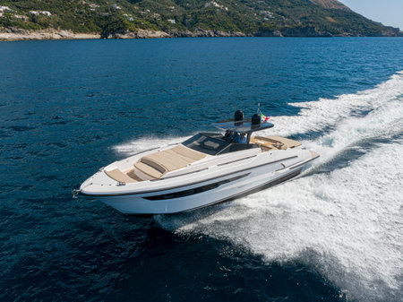 Motor boat in the Aegean sea, Greece, Europe.の写真素材