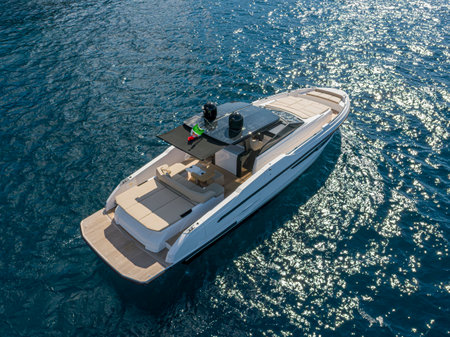 Aerial view of luxury yacht in the sea. Luxury yachts on the sea.の写真素材