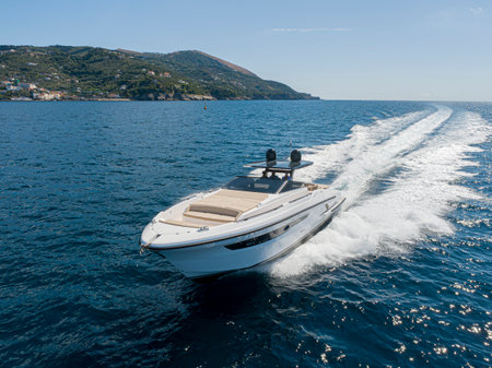 Boat on the Adriatic sea near Budva, Montenegroの写真素材