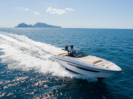 Speedboat in the sea. Luxury motor boat on the sea.の写真素材