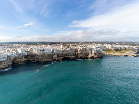 Polignano a Mare aerial view on winter seasonの写真素材
