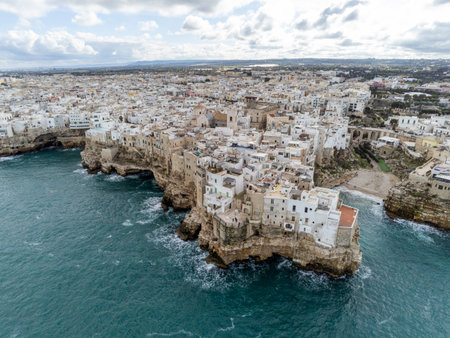Polignano a Mare aerial view on winter seasonの写真素材