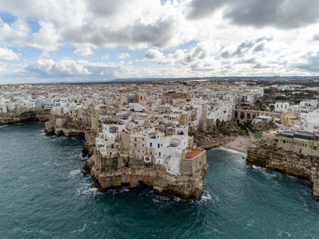 Polignano a Mare aerial view on winter seasonの写真素材