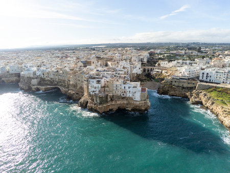 Polignano a Mare aerial view on winter seasonの写真素材