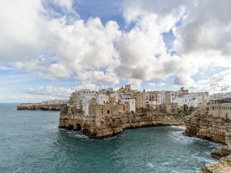 Polignano a Mare aerial view on winter seasonの写真素材