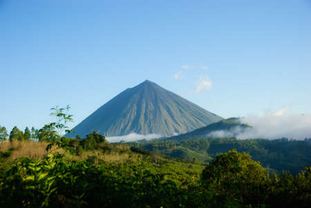 the top of Inerie volcano in central Flores, Indonesiaの写真素材