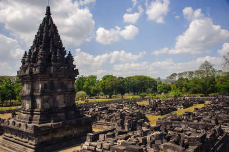 9th century Hindu temple Prambanan on Java Island, Indonesiaの写真素材