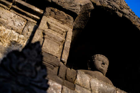 borobudur sunrise, unesco world heritage site, java, indonesiaの写真素材