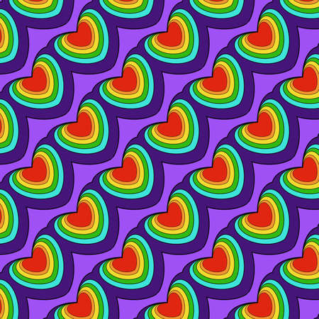 The bitmap in the shape of a heart in rainbow colors on a purple background