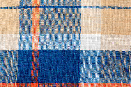 Checkered colored linen. Abstract background. Close-upの写真素材