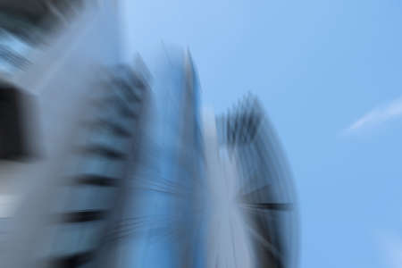 Creative blur with zoom effect. Abstract image of an office building. Space for lettering or designの写真素材